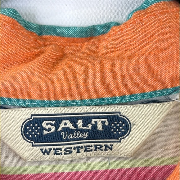 Salt Valley Western Men's Retro Wide Striped Button Down Shirt - Picture 2 of 8